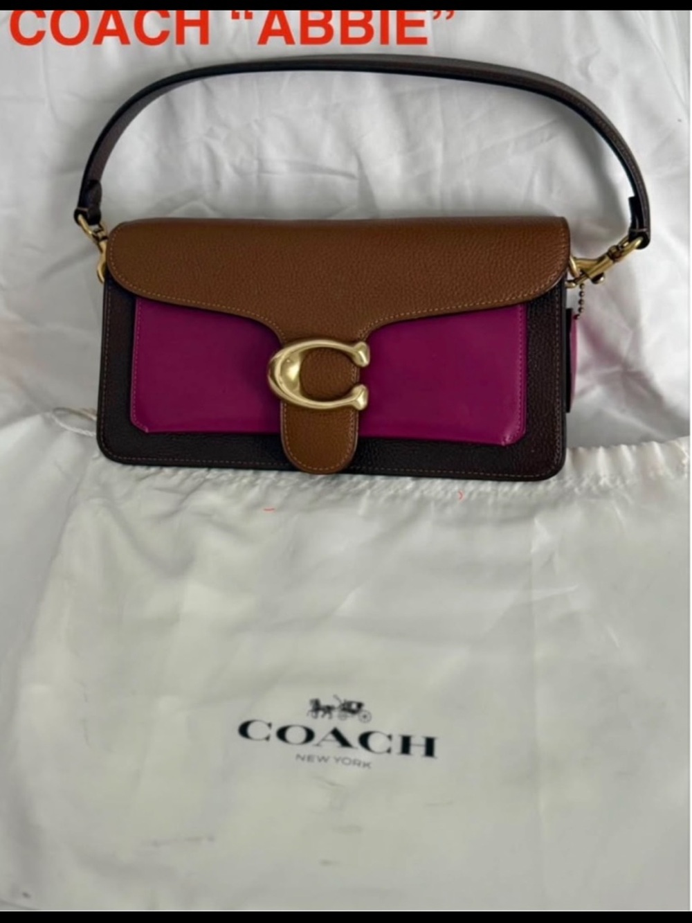 Coach Abbie Shoulder Bag in Brown & Magenta